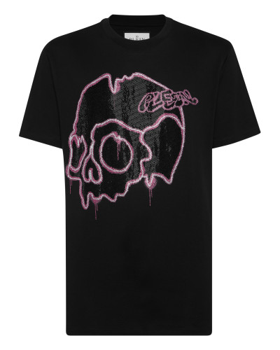 T-shirt Round Neck SS with crystals Dripping Skull