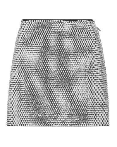 Leather Mini Skirt Crystal