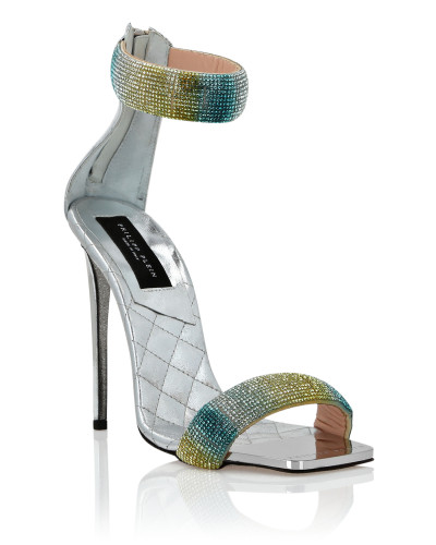 Mirror Leather Sandals Hi-Heels Crystal