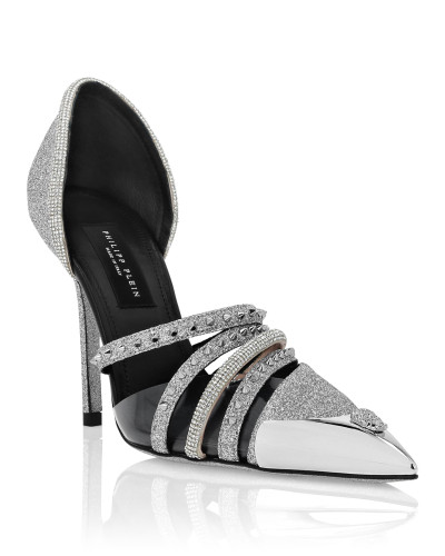 Glitter & Suede Decollete Pumps