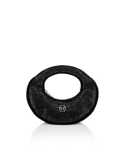 Suede Mini Handle Bag Strass