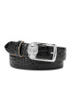Leather Belt Crocco Print Shiny Skull