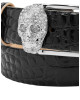 Leather Belt Crocco Print Shiny Skull