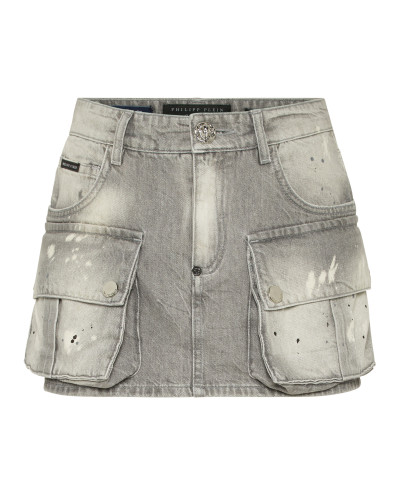 Denim Cargo Mini Skirt