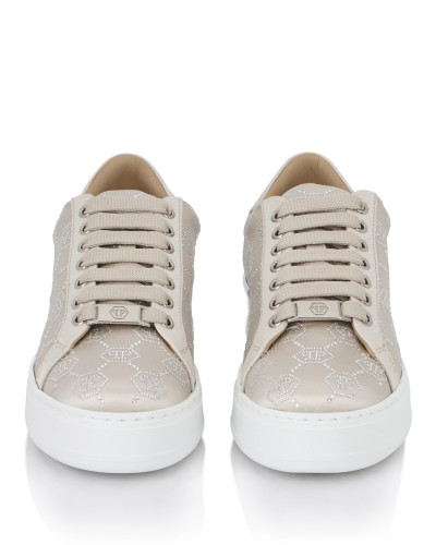 Satin Lo Top Sneakers Monogram Strass