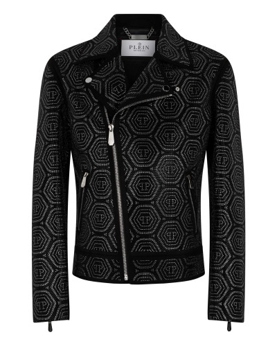 Suede Biker Jacket Monogram Stones