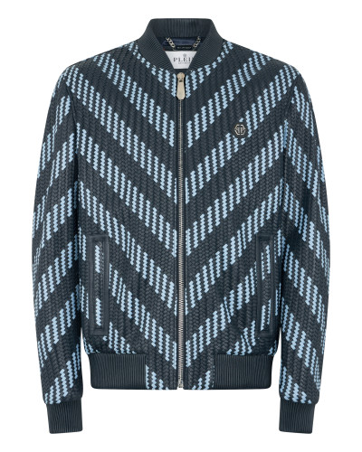 Weaved Leather Bomber Stripes