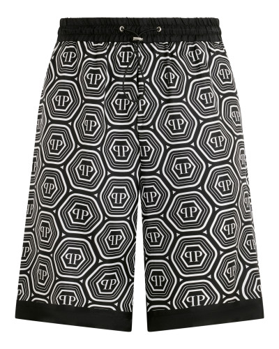 Silk Drawstring Shorts Monogram 70's