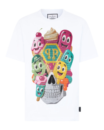 Round Neck T-Shirt Little Ice Cream Skull