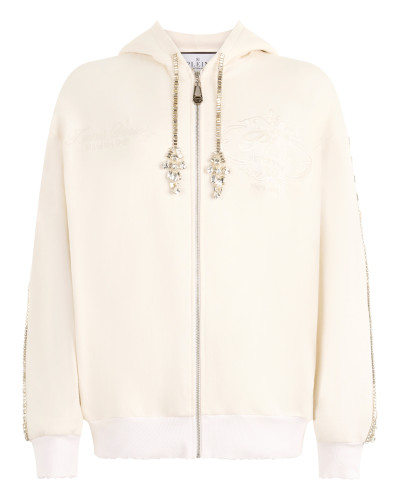 Washed Zip Hoodie Tennis Club Crystals
