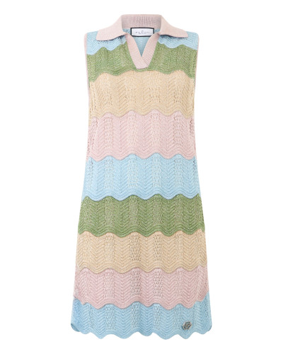 Polo Neck Mini Dress Color Wave