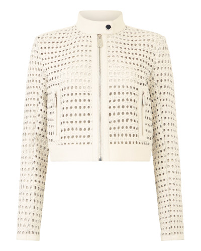 Weaved Leather Fitted Jacket