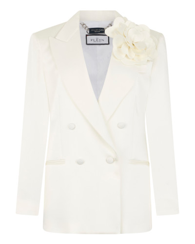 Double-Breasted Satin Blazer Roses Double-Breasted Satin Blazer Roses