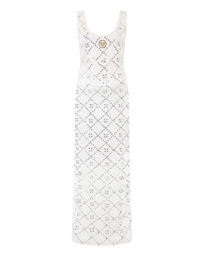 Long Tank Dress Rhomb Flowers Strass