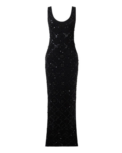 Long Tank Dress Rhomb Flowers Strass