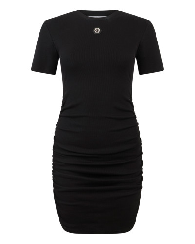 Open Back Mini T-Shirt Dress Signature Pendant Signature