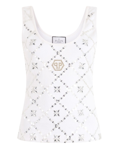 Tank Top Rhomb Flower Strass