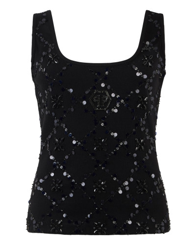 Tank Top Rhomb Flower Strass