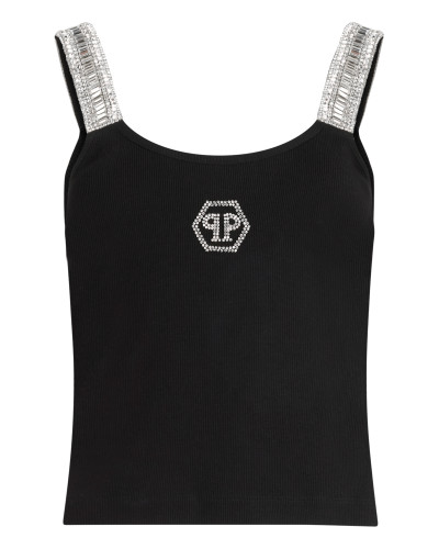 Rib Tank Top Strass Hexagon