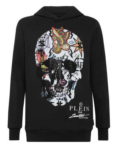 Hoodie sweatshirt Tattoo Skull strass