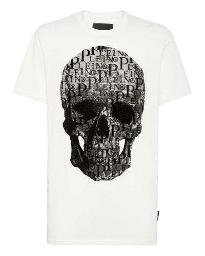 T-shirt Round Neck SS Skull and Plein with Crystals