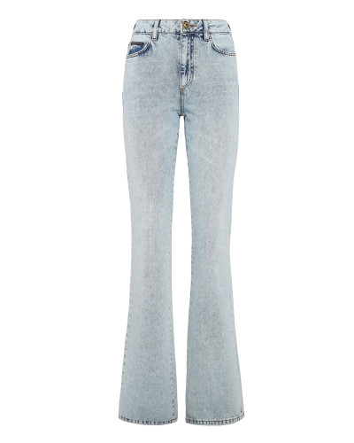 Denim High wasted flare Skull