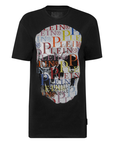 T-shirt Round Neck SS Multicolor Skull with Crystals