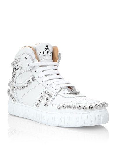 Leather Hi-Top Sneakers Crystal