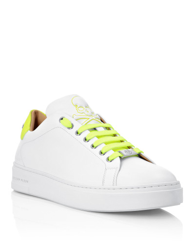 Leather Lo-Top Sneakers Skull and Plein