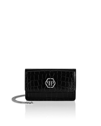 Clutch Croco Print Hexagon