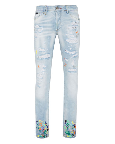 Denim Trousers Super Straight Cut Dripping