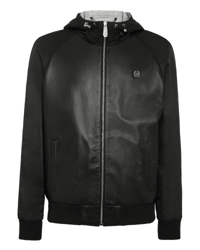 Leather Hooded Jacket