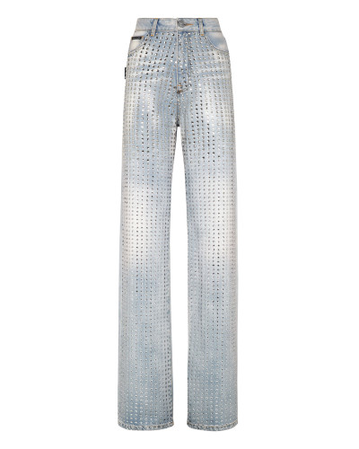 Denim Trousers Palace Fit Crystal Pinstripe