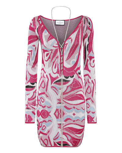 Lurex Knit Mini Dress Crystal Stripe