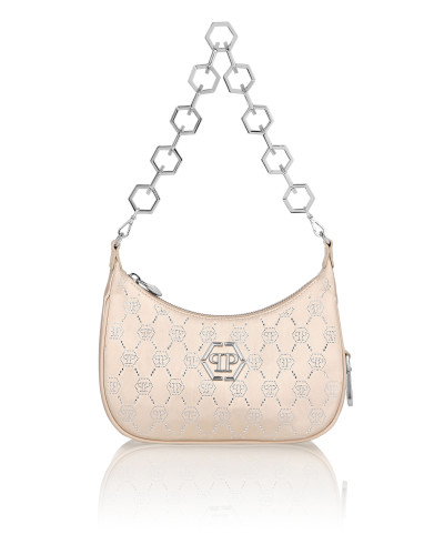 Satin Shoulder Bag Monogram Strass