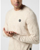 Jacquard Silk Wool Pullover Round Neck LS Monogram