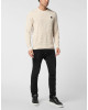 Jacquard Silk Wool Pullover Round Neck LS Monogram