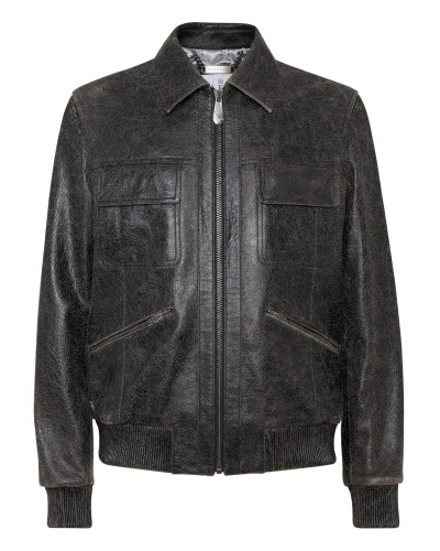 Leather Coster Bomber Jacket LS