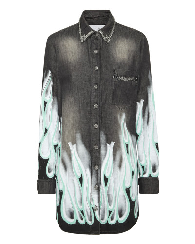 Denim Shirt LS Flame Racing