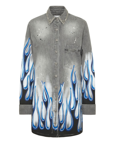 Denim Shirt LS Flame Racing