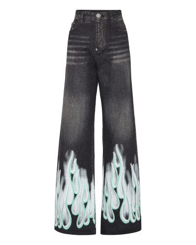 Denim Skater Fit Trousers Flame
