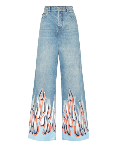 Denim Skater Fit Trousers Flame