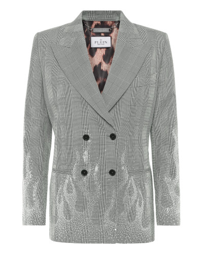 Checkered Gold Fit Blazer Flame