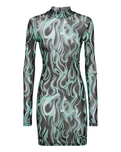 Tulle Mini Dress LS Flame