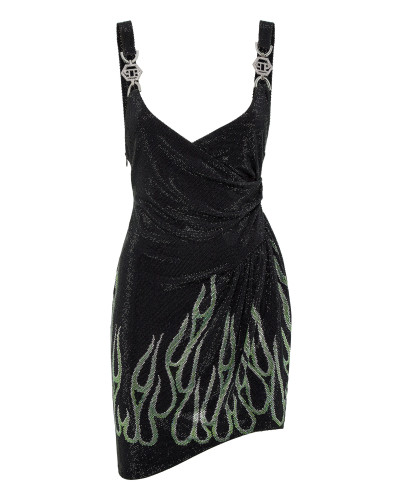 Jersey Strass Mini Dress Flame