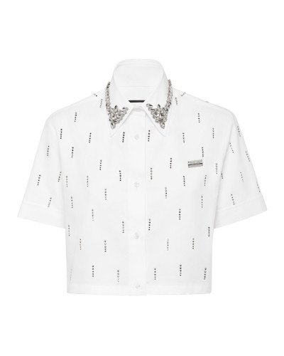 Poplin Cropped Shirt SS Strass