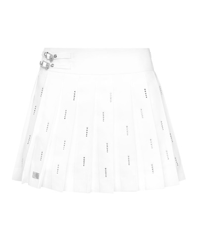 Pleated Mini Skirt Strass Skull