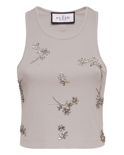 Jersey Rib Tank Top Flowers