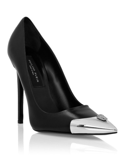 Leather Decollete Hi-Heels Skull strass