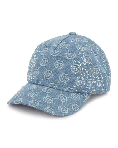 Denim Baseball Cap Monogram Strass
